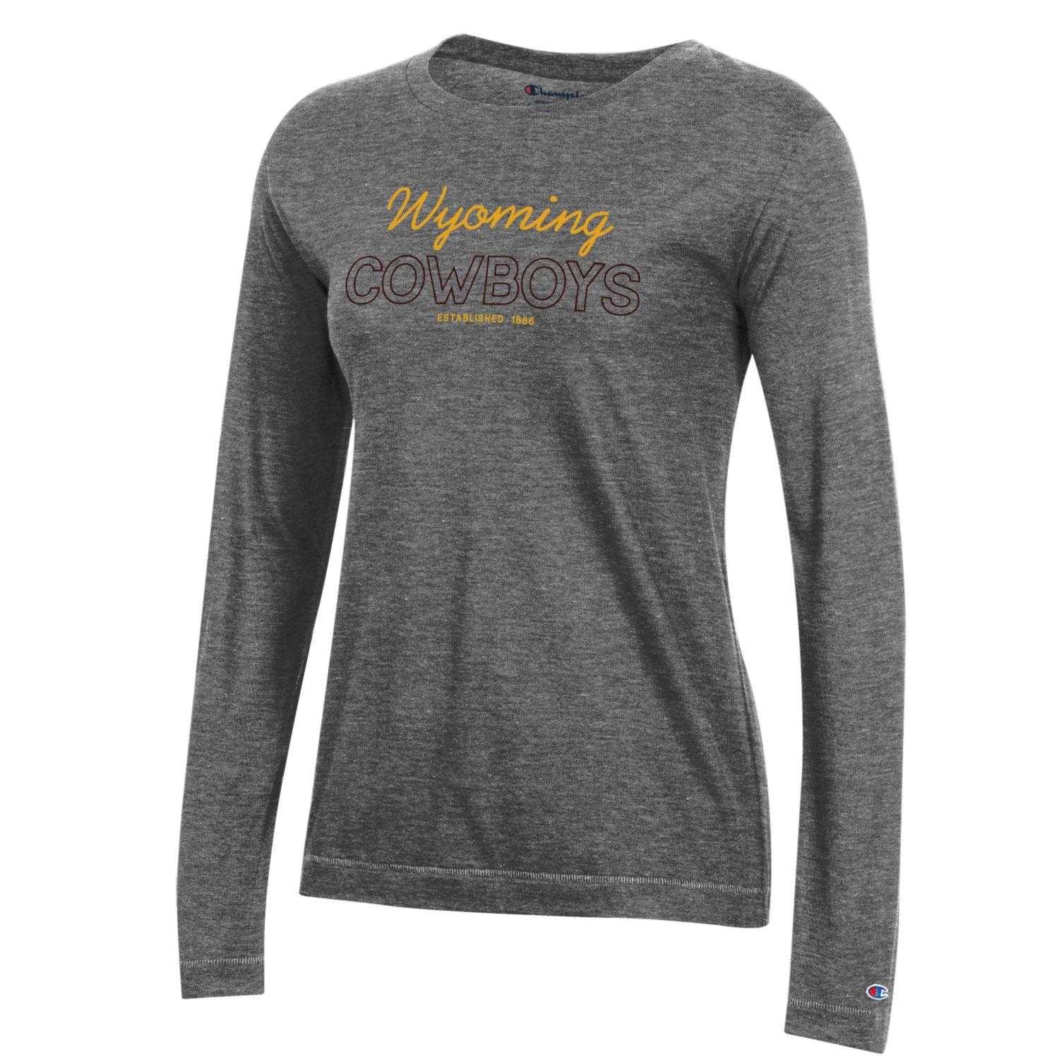 Men's Fan Apparel Heathered Gray Wyoming Cowboys The Champ Raglan Pullover Sweatshirt Size: Small