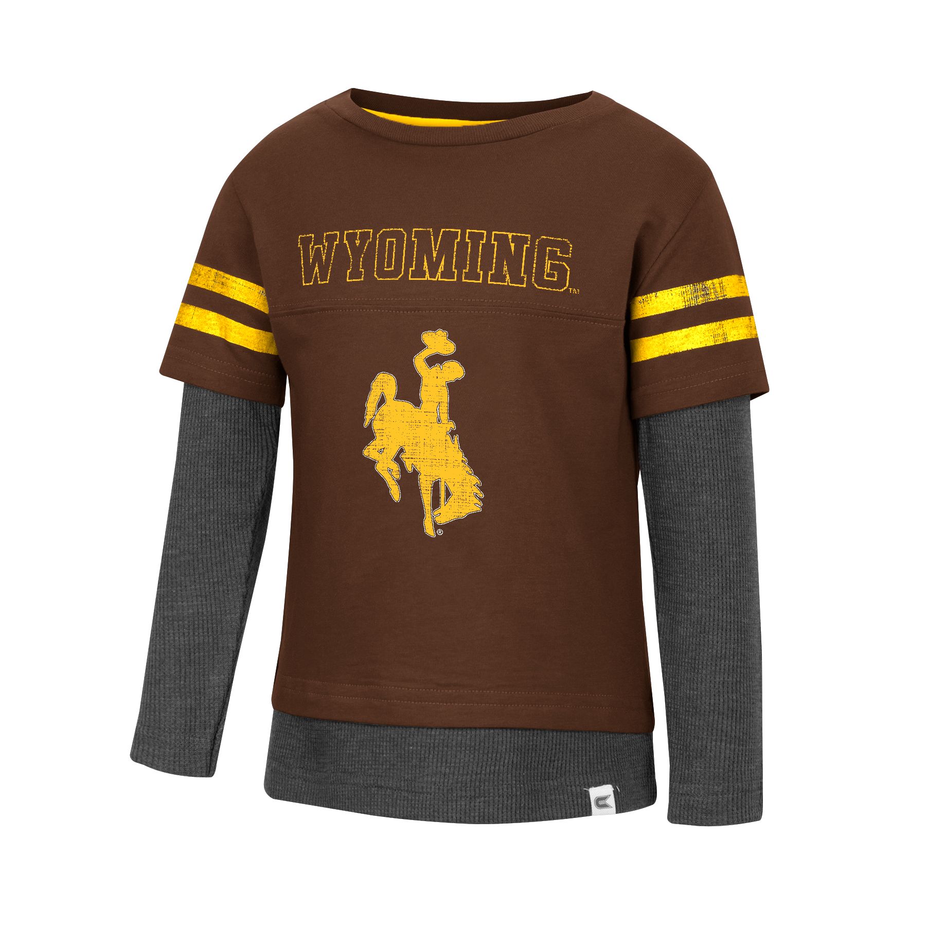 Wyoming Cowboys Toddler Summer V-Neck Tee - Brown/Gold/Silver