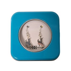Dayna Design dangle earring set, design is silver bucking horse
