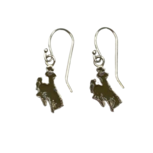 Dayna Design dangle earring set, design is silver bucking horse with brown enamel overlay