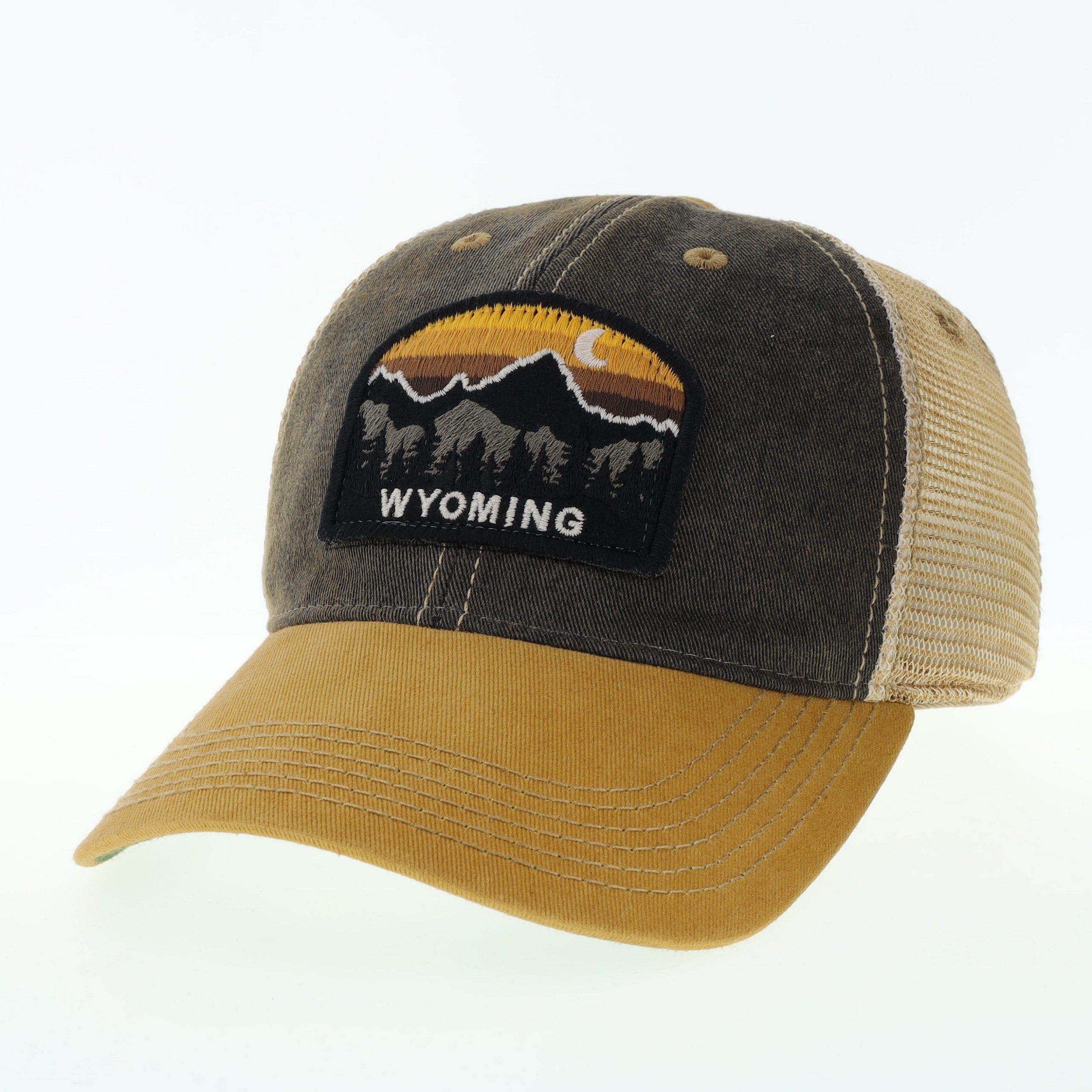 Wyoming Cowboys Patch Mountains Hat - Black/Yellow | University
