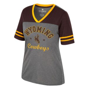 Wyoming Cowboys Women's S/S Ringer Tee - White/Gold