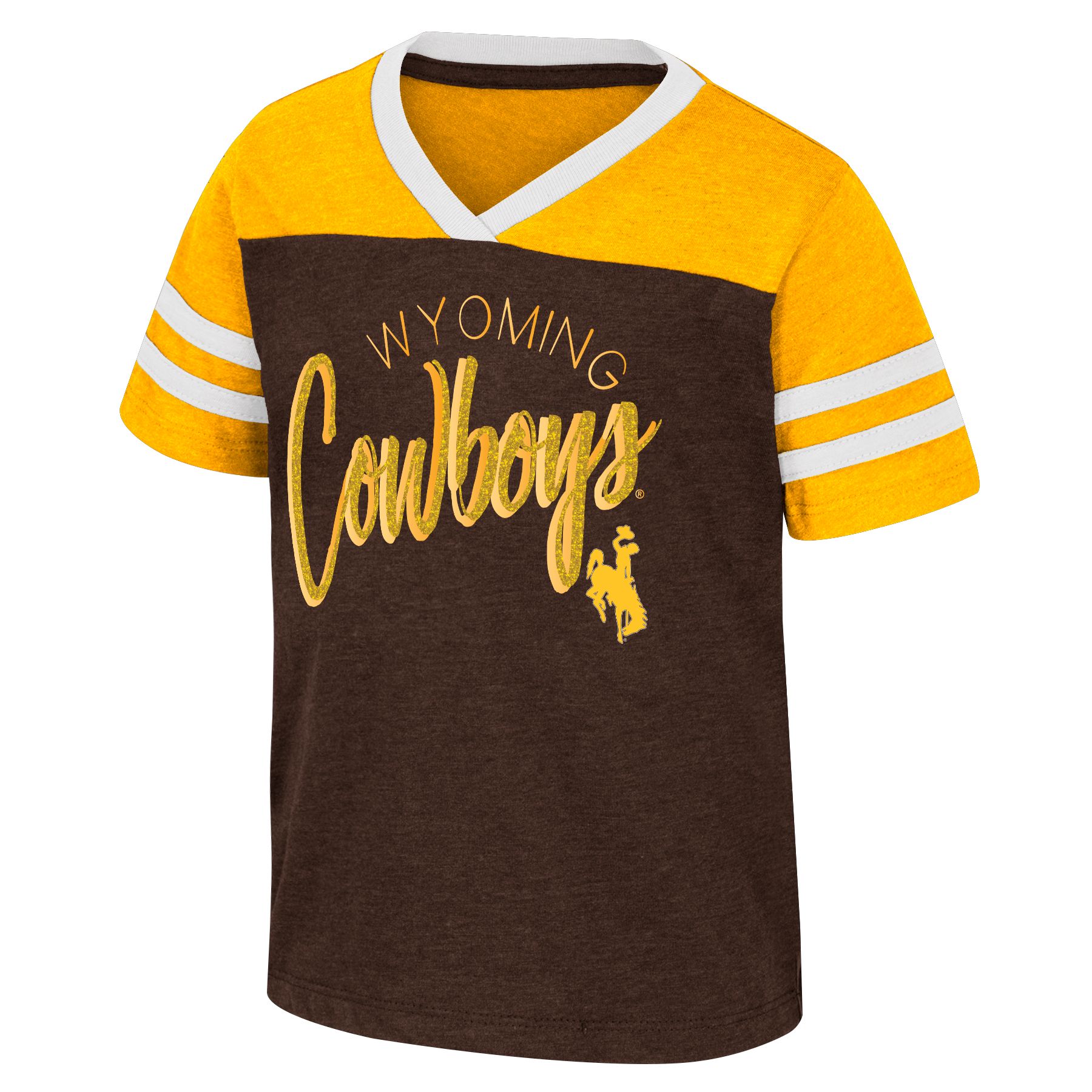 Wyoming Cowboys Toddler Summer V-Neck Tee - Brown/Gold/Silver