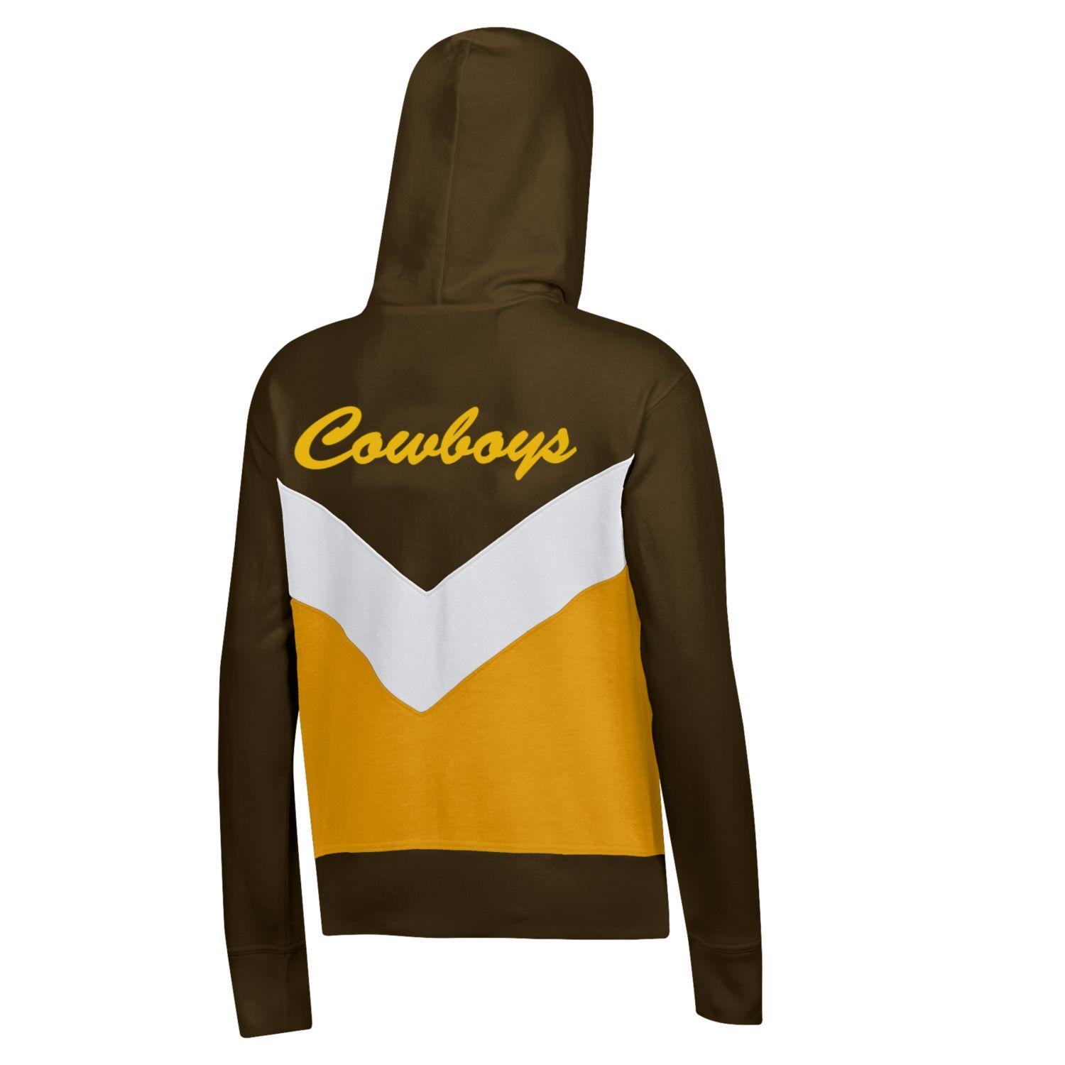 Wyoming Cowboys Women's Big Stripe Hood - Brown/Gold