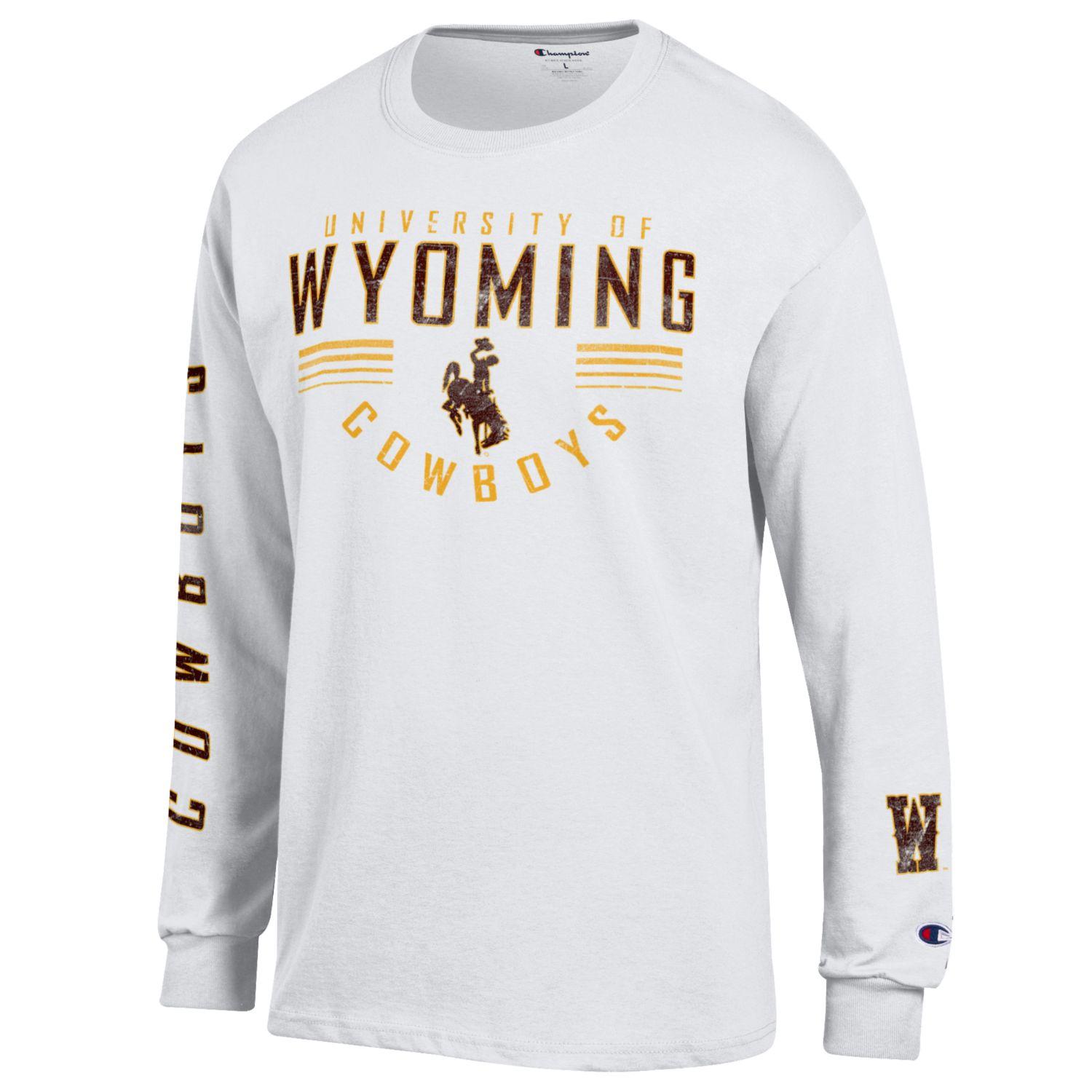 Wyoming Cowboys Women's Wrangler Freehand S/S Tee - White/Brown