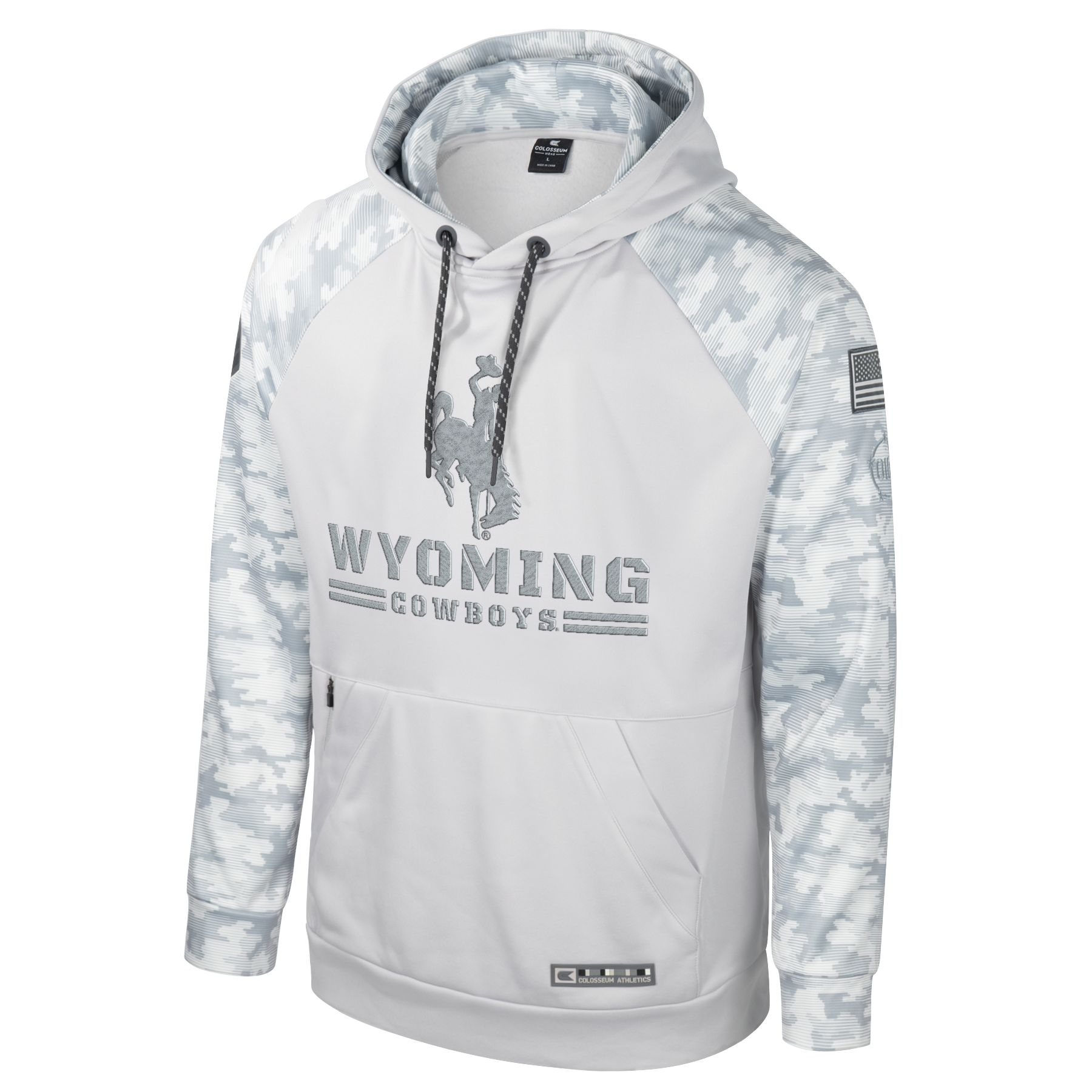 Wyoming Cowboys Ice Poly Fleece Hood - Light Grey/Camo