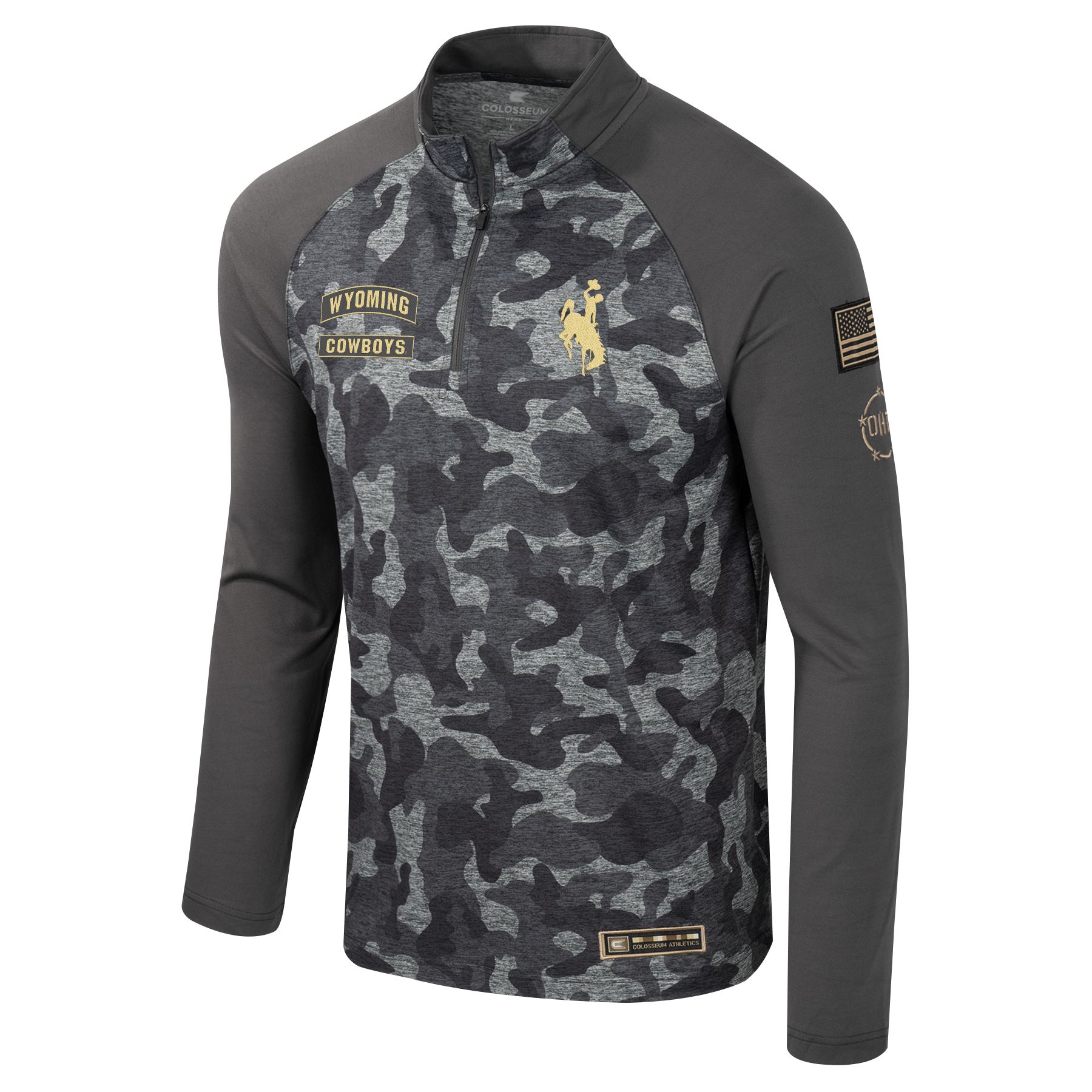Wyoming Cowboys Surface to Air 1/4 Zip Wind Shirt - Pavement/Camo
