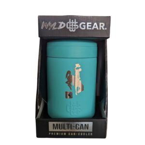 12 ounce multi-can tumbler in color teal. etched bucking horse on front.