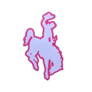 pink bucking horse helmet decal. Light pink in center with hot pink outline.