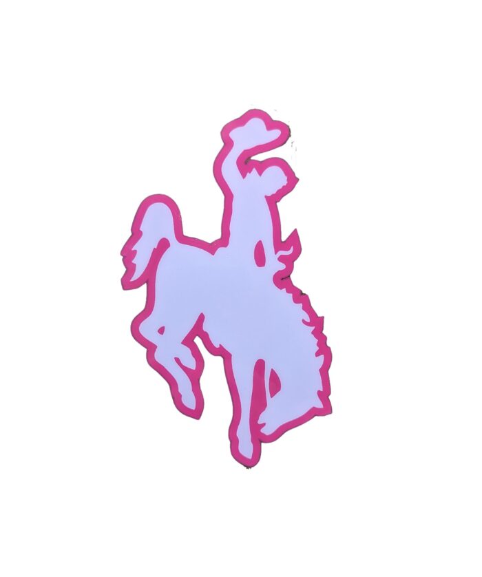 pink bucking horse helmet decal. Light pink in center with hot pink outline.