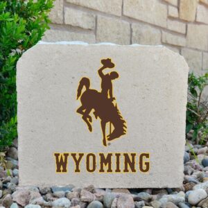 11x9 inch square stone with brown bucking horse with gold outline. Wyoming under b/h in brown with gold outline