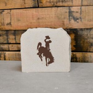 6x5 inch stone with brown bucking horse on front.