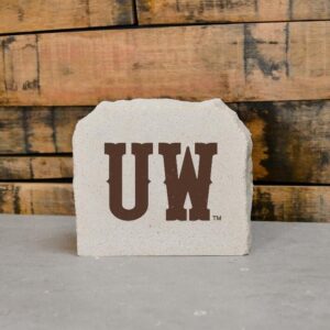 6x5 inch stone with UW in brown on front.
