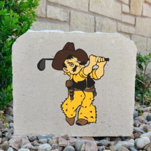 11x9 inch concrete stone with Pistol Pete golfing on front