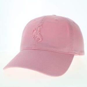 Pink tonal adjustable snapback hat. Pink cap with pink, embroidered, bucking horse.