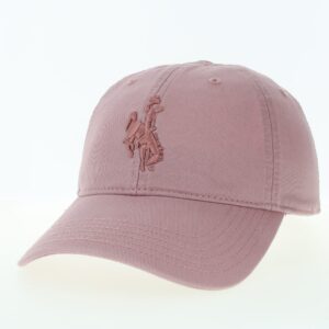 Pink tonal adjustable snapback hat. Pink cap with pink, embroidered, bucking horse.