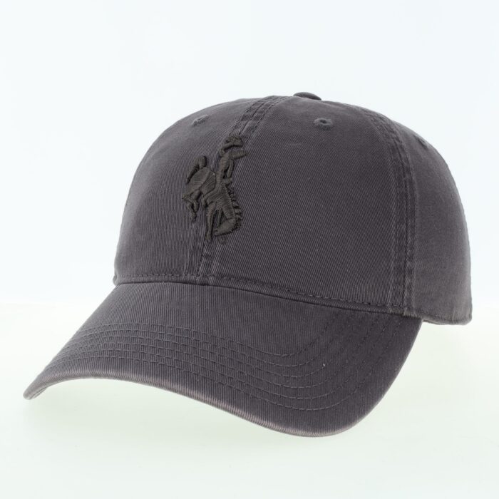 Grey tonal adjustable snapback hat. Grey hat with grey embroidered bucking horse on front.