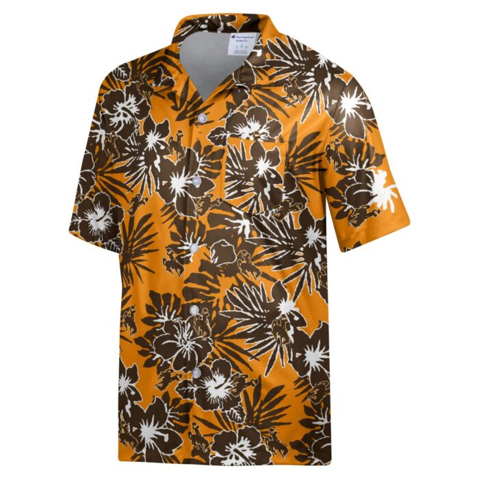 Wyoming Cowboys Champion Hawaiian B/H Polo- Brown/Gold | Un