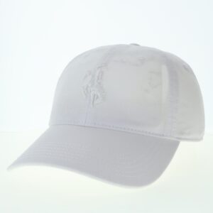 White tonal adjustable snapback hat. White cap with White, embroidered, bucking horse.