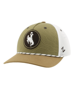 Wyoming Cowboys Circle B/H Patch Trucker Adjustable Hat- Olive/Copper