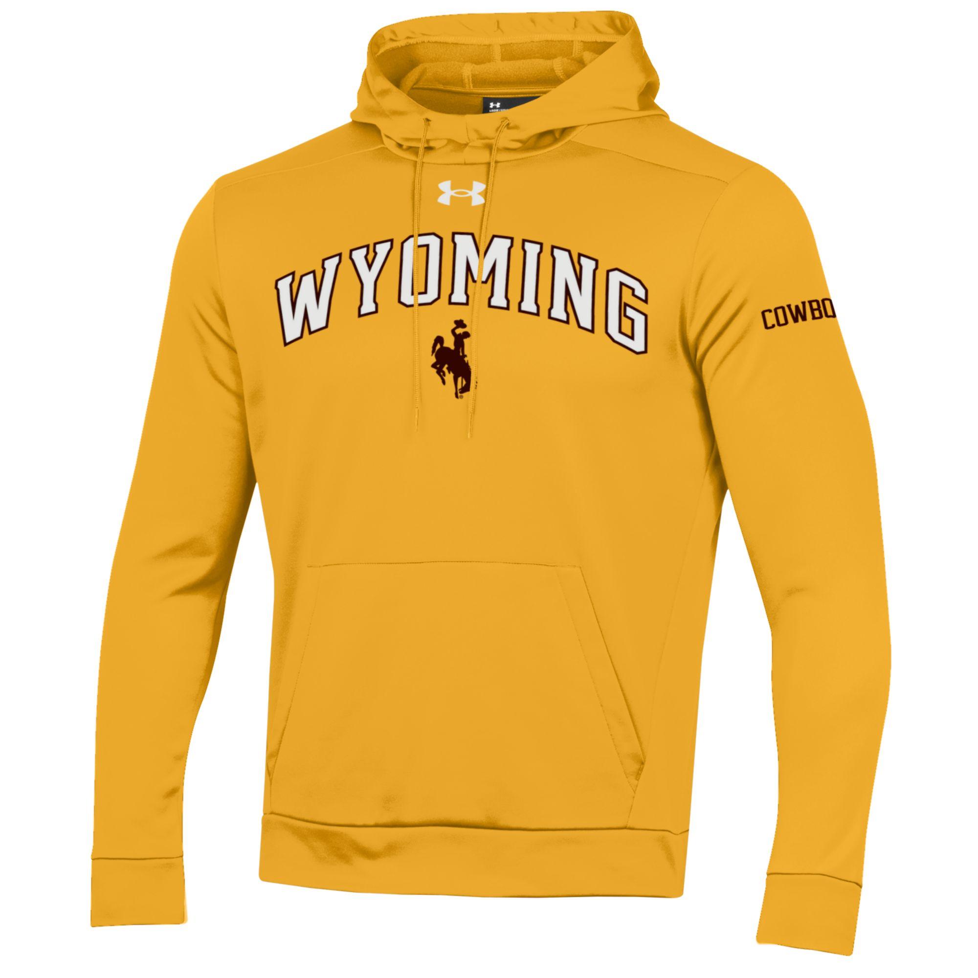 Wyoming Cowboys Under Armor Pullover Hoodies- Gold | Universit