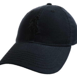 Black adjustable hat with black 3d black embroidered bucking horse on front