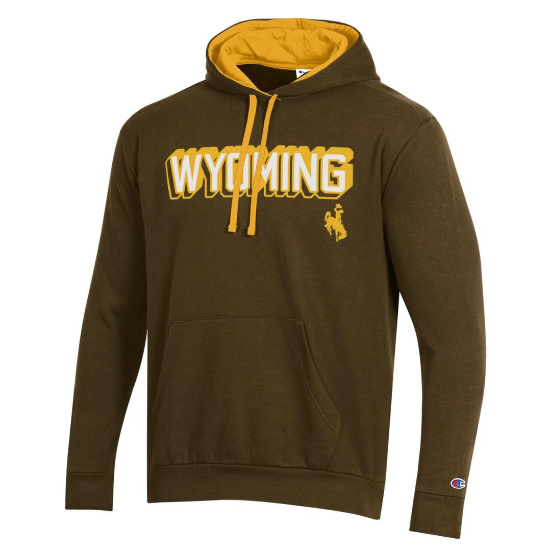 Wyoming Cowboys Champion Contrast Hoodie Brown Gold Univ