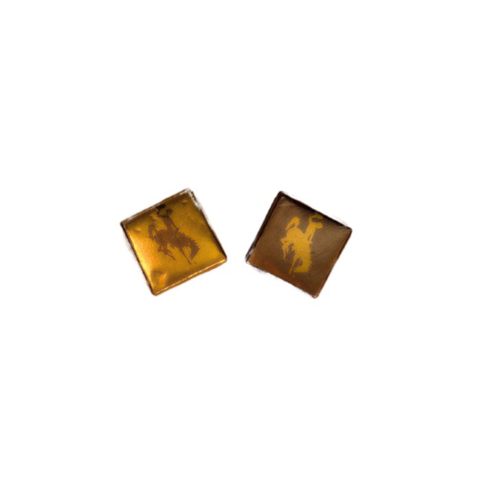 foil covered chocolate squared in brown and gold foil