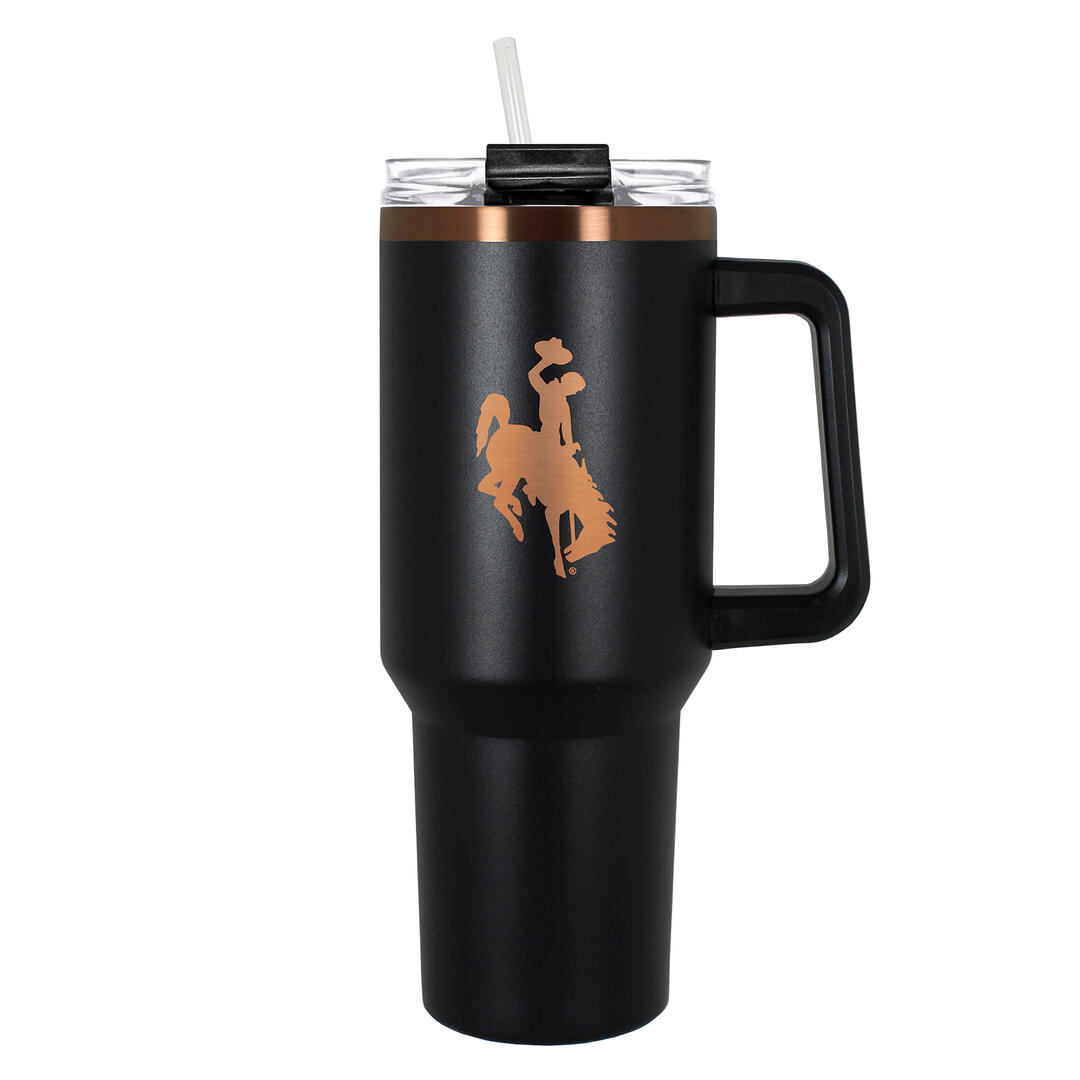 Wyoming Cowboys Colossus 40oz. Travel Tumbler- Black/Copper