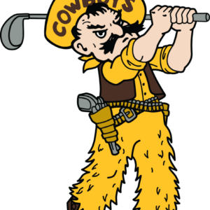 brown and gold 6-inch pistol pete decal. sport specific golf pete