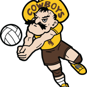 brown and gold 6-inch pistol pete decal. sport specific volleyball pete