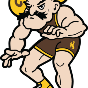 brown and gold 6-inch pistol pete decal. sport specific wrestling pete