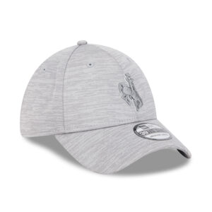 grey flex fit hat with silver embroidered bucking horse on front