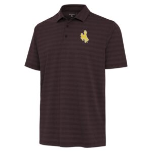 brown tonal striped polo with gold bucking horse