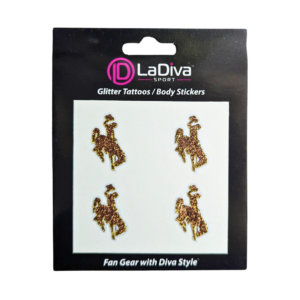 four pack glitter face stickers. four glitter bucking horses