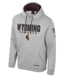 Wyoming Cowboys OHT Oorah Pullover Hoodie- Grey/Brown