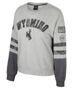 Wyoming Cowboys Women’s OHT Oorah Crew Fleece- Grey