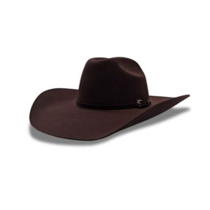 grand entry cowboy hat. all brown with buckle around head