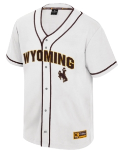 Wyoming Cowboys S/S Baseball Jersey – White/Brown