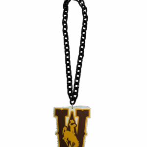 big chain necklace with 27" black chain to a foam bucking horse logo hanging from chain