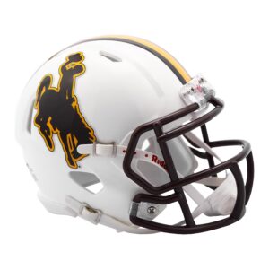 mini sized Wyoming football helmet with bucking horse logo on both sides