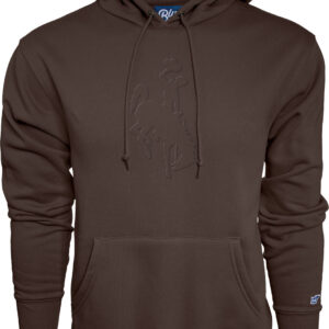 brown hooded sweatshirt with big brown bucking horse center chest for a tonal look.