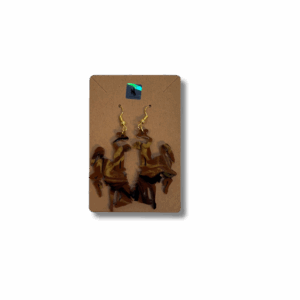 brown swirl acrylic bucking horse earrings. Comes with rubber backing. Has gold, brown, and black swirled in acrylic