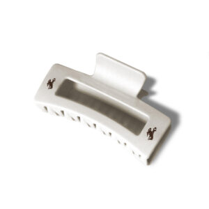 white claw clip with brown bucking horses on both sides top and bottom