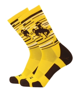 Wyoming Cowboys Fastline Crew Socks – Gold/Brown/White