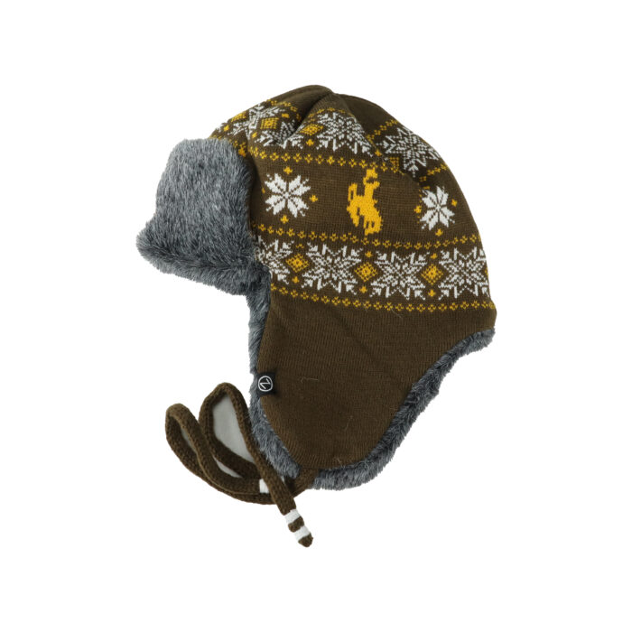 Wyoming Cowboys B/H Snowflakes Ear Flap Beanie - Brown - Image 2