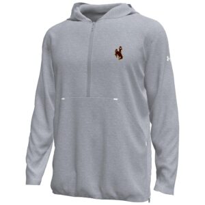 under armour 1/4 zip jacket with brown bucking horse on left chest. jacket has a good and has a big pocket on the front