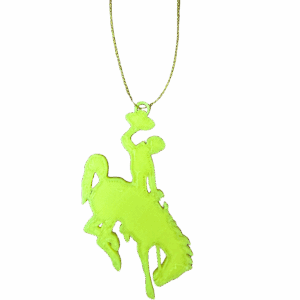 gold glow in the dark 3 inch christmas ornament. comes with hanger attached to hang on the tree.