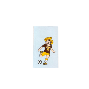 1.7 inch decal of pistol pete playing soccer