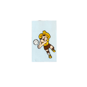 1.7 inch decal of pistol pete playing volleyball
